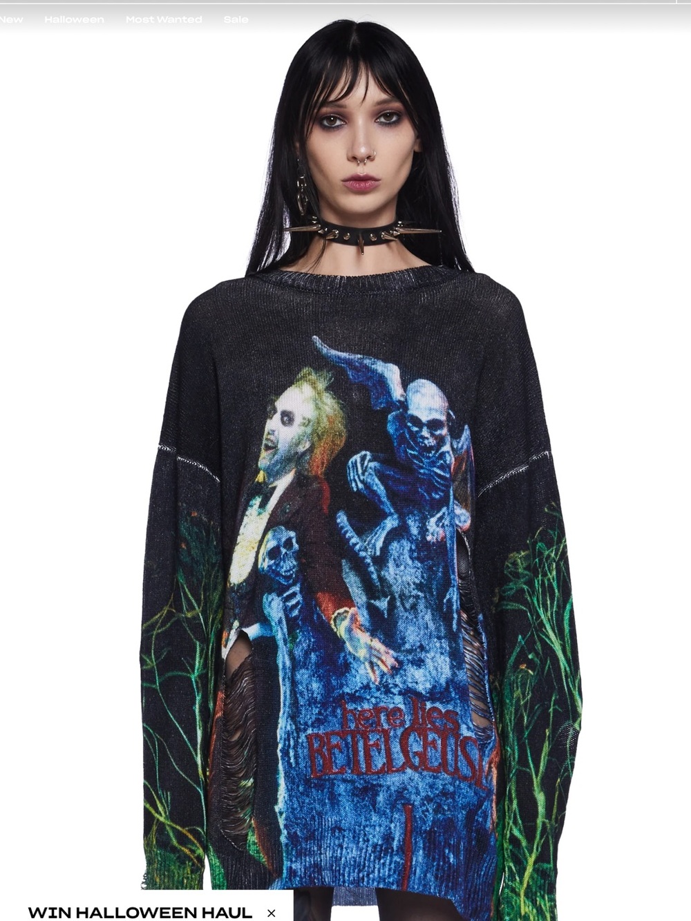 Dolls Kill Beetlejuice Graphic Sweater